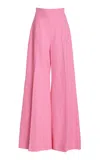 Carolina Herrera High-rise Cotton-blend Wide-leg Pants In Pink