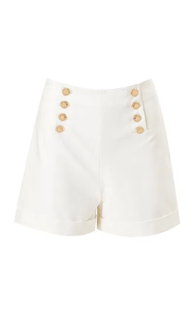 Carolina Herrera High-rise Cotton Sateen Shorts In White