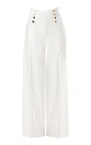 Carolina Herrera High-rise Cotton Sateen Wide-leg Pants In White