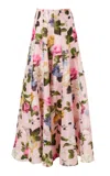 Carolina Herrera High-rise Garden Floral Linen-silk Wide-leg Pants In Pink