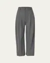Carolina Herrera High-rise Pleated Wide-leg Pants In Gray