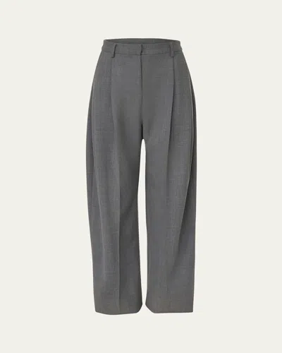 Carolina Herrera High-rise Pleated Wide-leg Pants In Gray