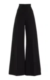 Carolina Herrera High-rise Stretch-wool Wide-leg Pants In Black