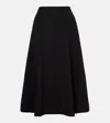 Carolina Herrera High-rise Wool-blend Midi Skirt In Black