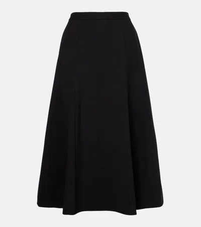 Carolina Herrera High-rise Wool-blend Midi Skirt In Black