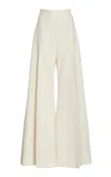 Carolina Herrera High-rise Wool Suiting Wide-leg Pants In Ivory