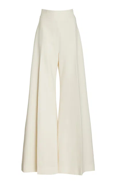 Carolina Herrera High-rise Wool Suiting Wide-leg Pants In Ivory