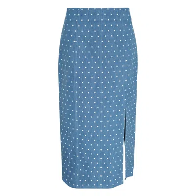 Carolina Herrera High Waist Midi Skirt With Slit In Blue