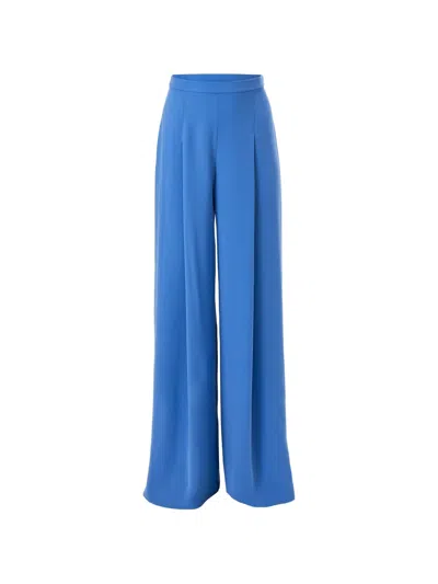 Carolina Herrera High-waist Pleated Wide-leg Pants In Blue