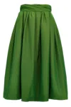 Carolina Herrera High-waisted Midi Skirt With Structured Waistband In Green