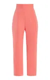 Carolina Herrera High Waist Ankle Stretch Virgin Wool Skinny Pants In Pink