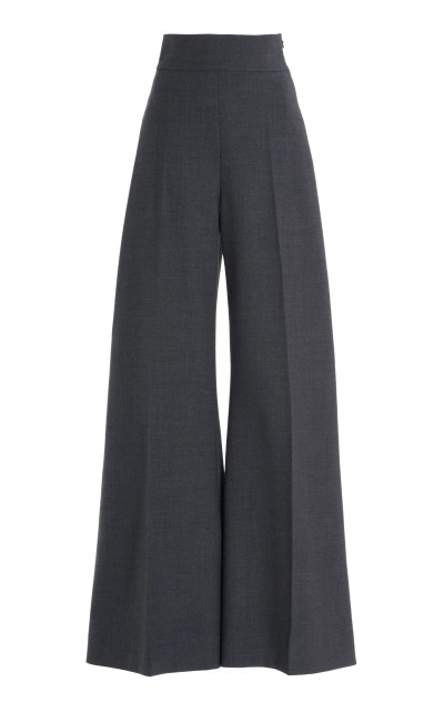 Carolina Herrera High-waist Stretch-wool Wide-leg Pants In Grey