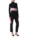 Carolina Herrera High Waisted Skinny Pant With Cummberbund Waistband In Black/pink In Black