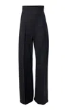 Carolina Herrera High-rise Bi-stretch Wool Tailoring Wide-leg Pants In Gray