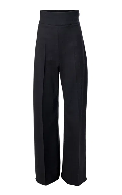 Carolina Herrera High-rise Bi-stretch Wool Tailoring Wide-leg Pants In Gray
