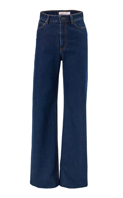 Carolina Herrera High-rise Stretch-denim Wide-leg Jeans In Blue