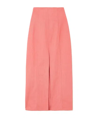 Carolina Herrera High-waisted Denim Skirt In Pink