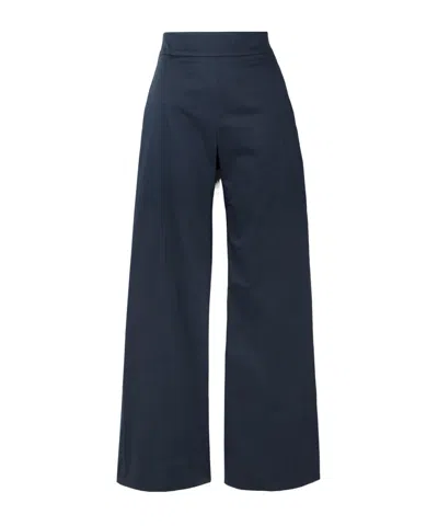 Carolina Herrera Cotton-blend Sateen Wide-leg Pants In Blue