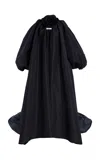 Carolina Herrera Hooded Rosette-detailed Silk Cape In Black