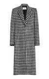 Carolina Herrera Houndstooth Linen-blend Coat In Black,white