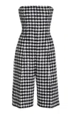 Carolina Herrera Houndstooth-pattern Playsuit In Black,white