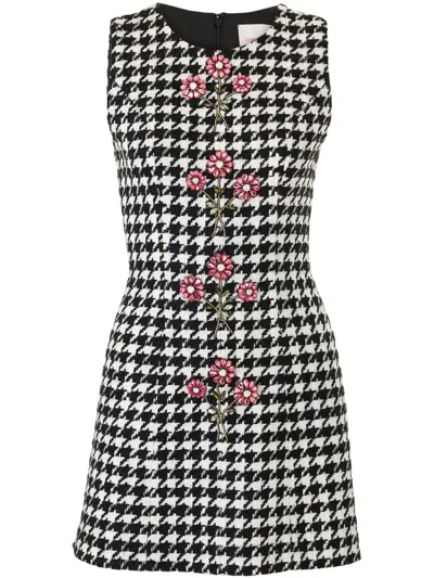 Carolina Herrera Houndstooth-pattern Mini Dress In White
