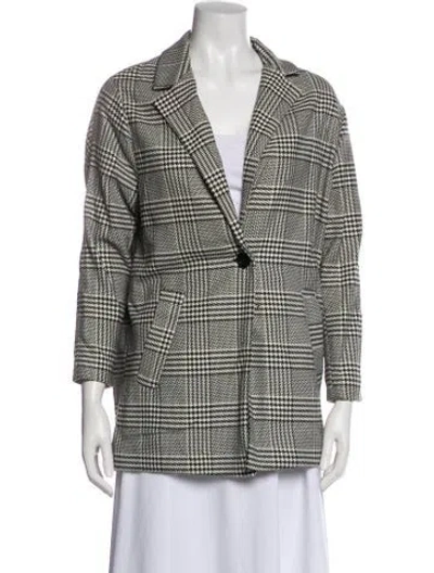 Pre-owned Carolina Herrera Houndstooth Print Blazer In Gray