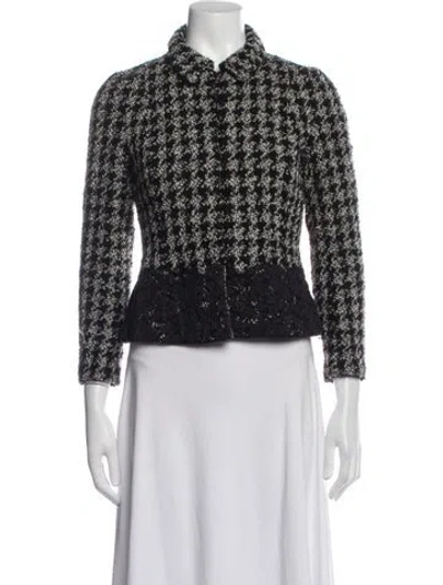 Pre-owned Carolina Herrera Houndstooth Print Blazer In Multi