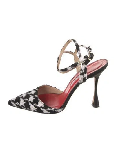 Pre-owned Carolina Herrera Houndstooth Print D'orsay Pumps In Red
