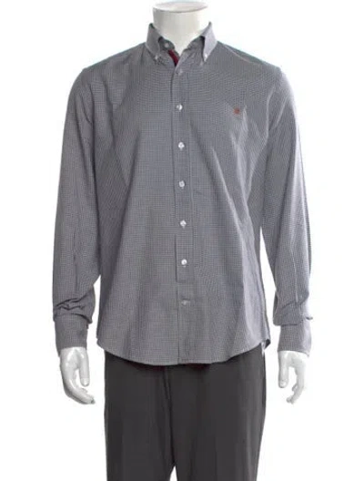 Pre-owned Carolina Herrera Houndstooth Print Long Sleeve Dress Shirt In Black