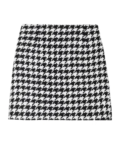 Carolina Herrera Houndstooth Tweed Mini Skirt In Black