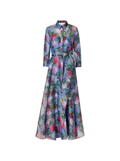 Carolina Herrera Hydrangea-print Maxi Dress In Blue