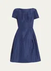 Carolina Herrera Icon Bateau Neck Short-sleeve Dress In Azalea