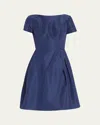 Carolina Herrera Icon Bateau Neck Short-sleeve Dress In Blue
