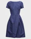 Carolina Herrera Icon Bateau Neck Short-sleeve Dress In Blue
