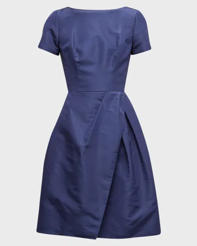 Carolina Herrera Icon Bateau Neck Short-sleeve Dress In Blue