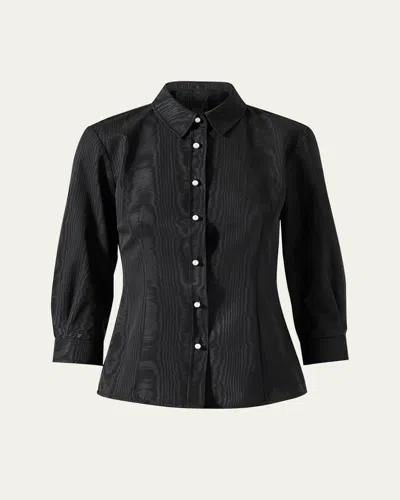 Carolina Herrera Icon Blouse With Pearly Buttons In Black