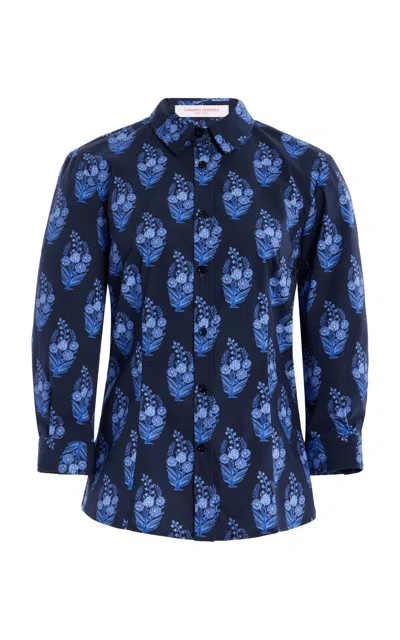 Carolina Herrera Icon Cotton Poplin Shirt In Blue