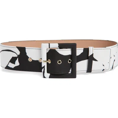 Carolina Herrera Icon Floral Print Belt In Black/white