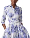 Carolina Herrera Icon Floral Taffeta Button-up Shirt In Ivory/blue