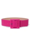 Carolina Herrera Square-buckle Wide Leather Belt In Blue