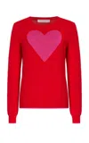 Carolina Herrera Intarsia-heart Knit Wool Sweater In Red