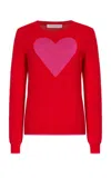 Carolina Herrera Intarsia-heart Knit Wool Sweater In Herrera Red Multi