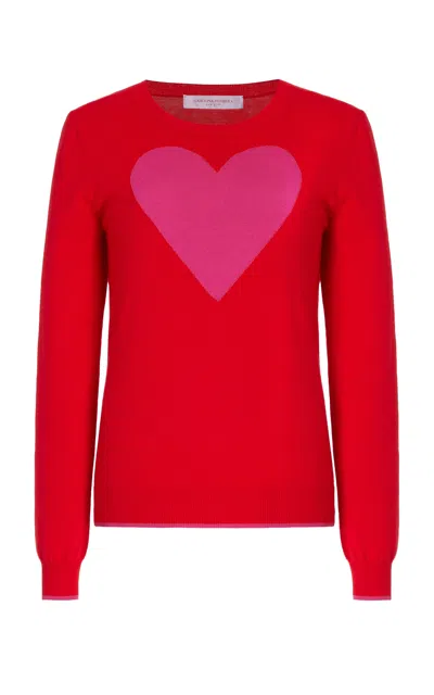 Carolina Herrera Intarsia-heart Knit Wool Sweater In Herrera Red Multi