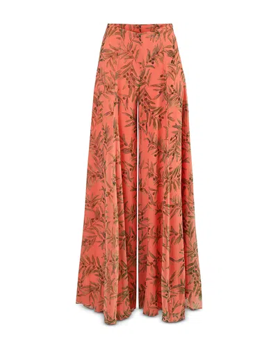 Carolina Herrera Iris Silk Printed Wide Leg Pants In Pink