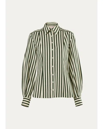 Carolina Herrera Isabella Striped Cotton Shirt In Ivory Multi