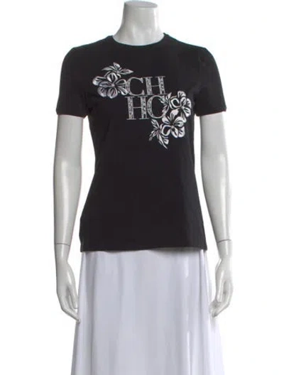 Pre-owned Carolina Herrera Jersey Graphic Print T-shirt In Black