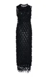 Carolina Herrera Jewel Macrame Midi Dress In Black
