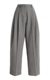 Carolina Herrera Kaia Pleated Mid-rise Wool-blend Pants In Grey