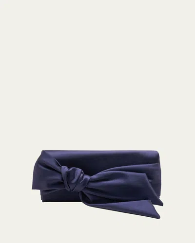 Carolina Herrera Karlita Satin Bow-front Clutch Bag In Midnight